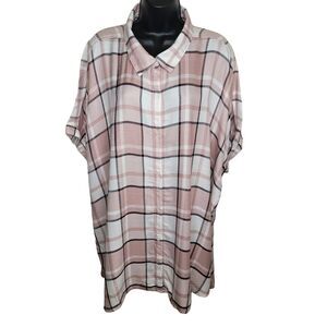 Nordstrom Rack Nwt Amy Pink Adobe plaid blouse top 4x